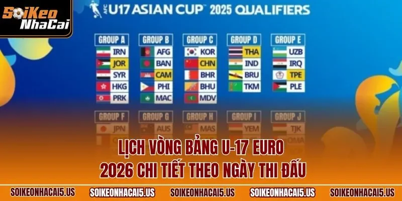Lịch vòng bảng U-17 EURO 2026 chi tiết theo ngày thi đấu
